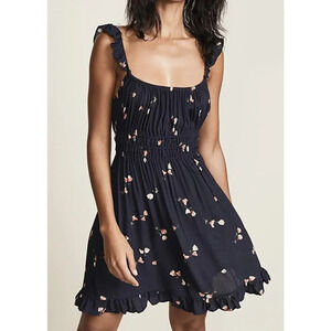 CAPULET Gemma Tulip Mini Dress Black Floral Ruffle Sleeveless Smocked XS Revolve